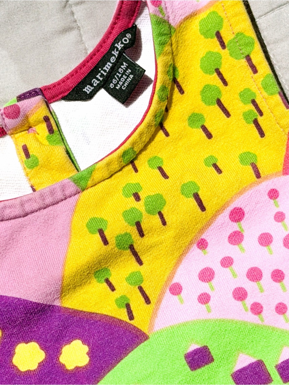 Marimekko Girl Hymysuu A Line 18 month Summer Cotton Dress Rare Vintage Finnish - Picture 3 of 5